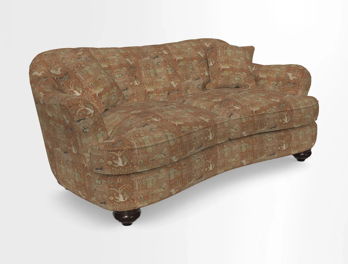 Fairmont 3 Seater Sofa in Romo Osumi Wild Rose with Contrast Piping in Linwood Luna Blossom Contrasting Scatters in Colefax & Fowler Jocasta Velvet Red