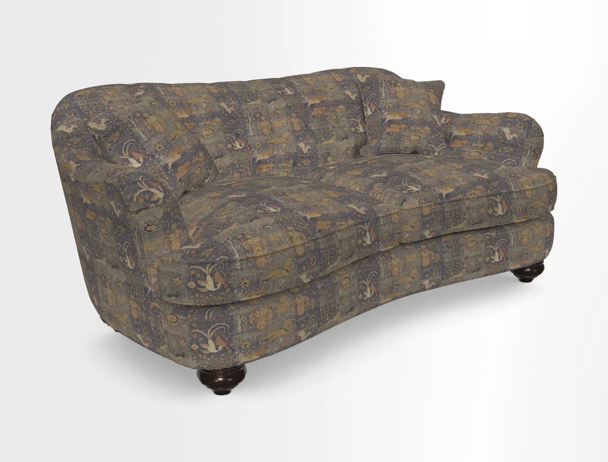 Fairmont 3 Seater Sofa in Romo Osumi Wild Rose with Contrast Piping in Linwood Luna Blossom Contrasting Scatters in Colefax & Fowler Jocasta Velvet Red