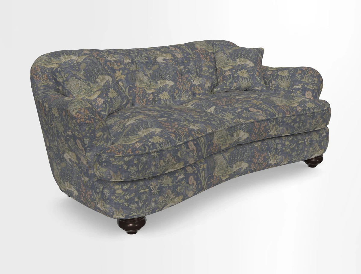 Fairmont 3 Seater Sofa in Romo Osumi Wild Rose with Contrast Piping in Linwood Luna Blossom Contrasting Scatters in Colefax & Fowler Jocasta Velvet Red