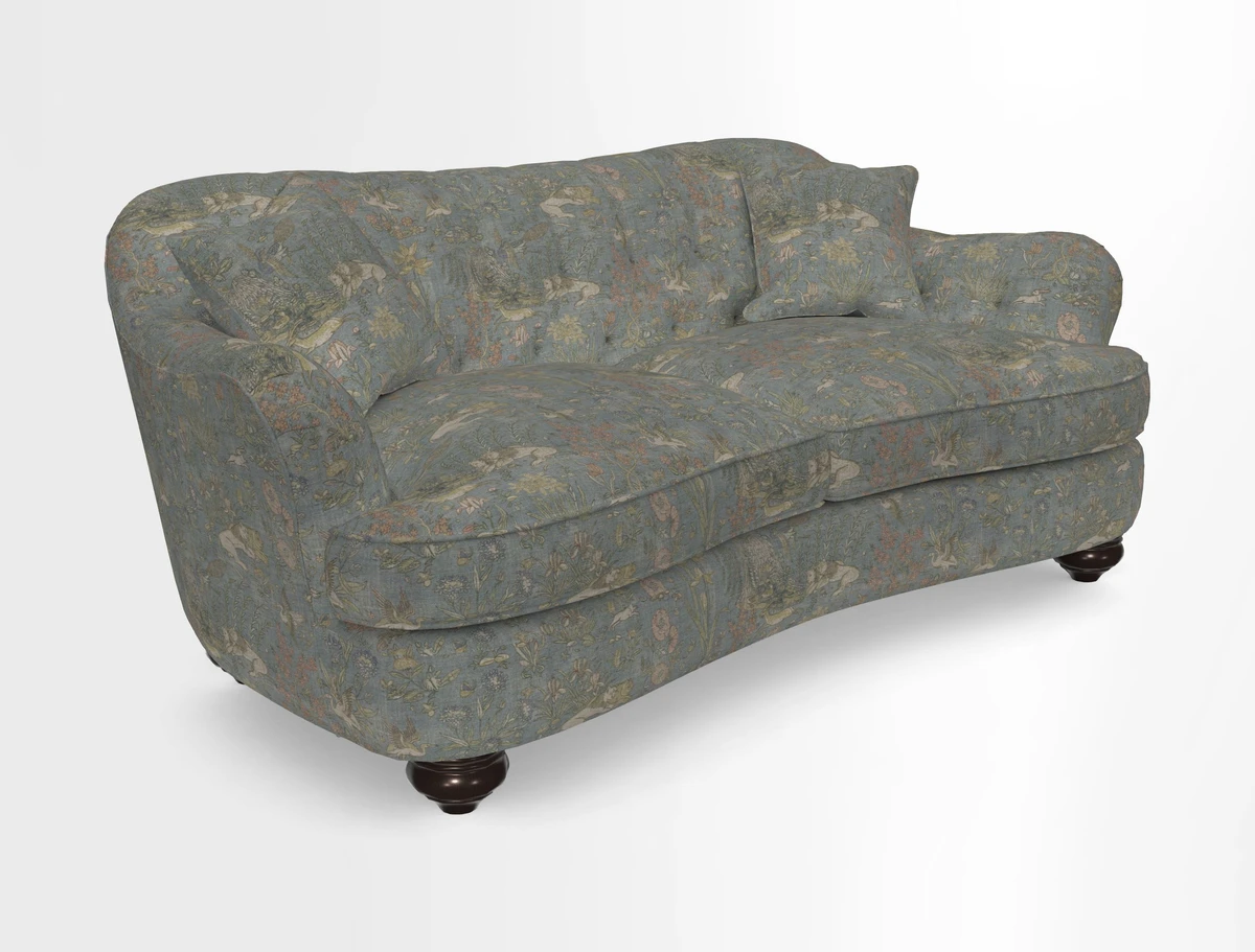 Fairmont 3 Seater Sofa in Romo Osumi Wild Rose with Contrast Piping in Linwood Luna Blossom Contrasting Scatters in Colefax & Fowler Jocasta Velvet Red