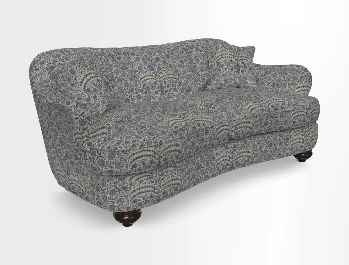 Fairmont 3 Seater Sofa in Romo Osumi Wild Rose with Contrast Piping in Linwood Luna Blossom Contrasting Scatters in Colefax & Fowler Jocasta Velvet Red