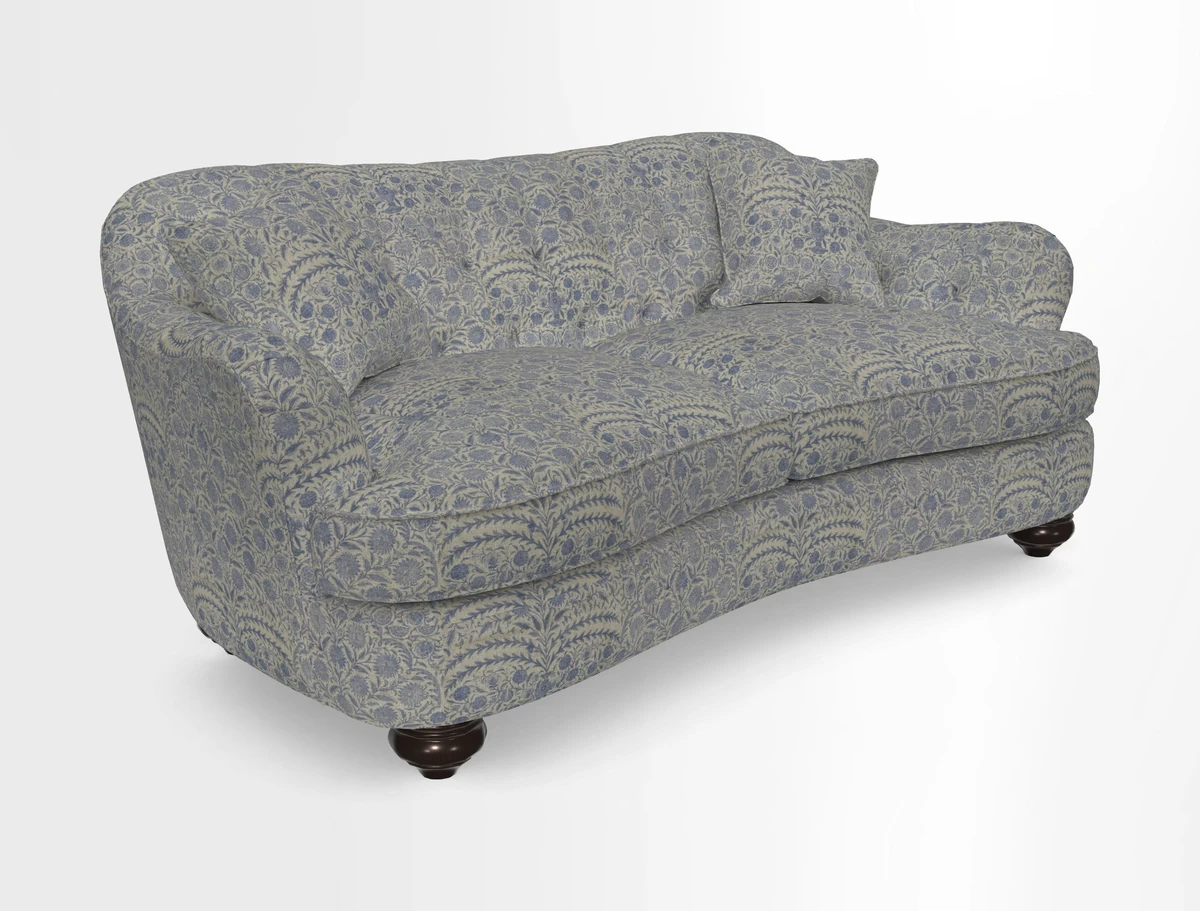 Fairmont 3 Seater Sofa in Romo Osumi Wild Rose with Contrast Piping in Linwood Luna Blossom Contrasting Scatters in Colefax & Fowler Jocasta Velvet Red