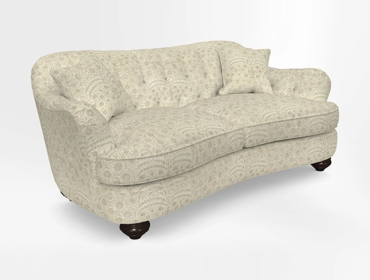 Fairmont 3 Seater Sofa in Romo Osumi Wild Rose with Contrast Piping in Linwood Luna Blossom Contrasting Scatters in Colefax & Fowler Jocasta Velvet Red