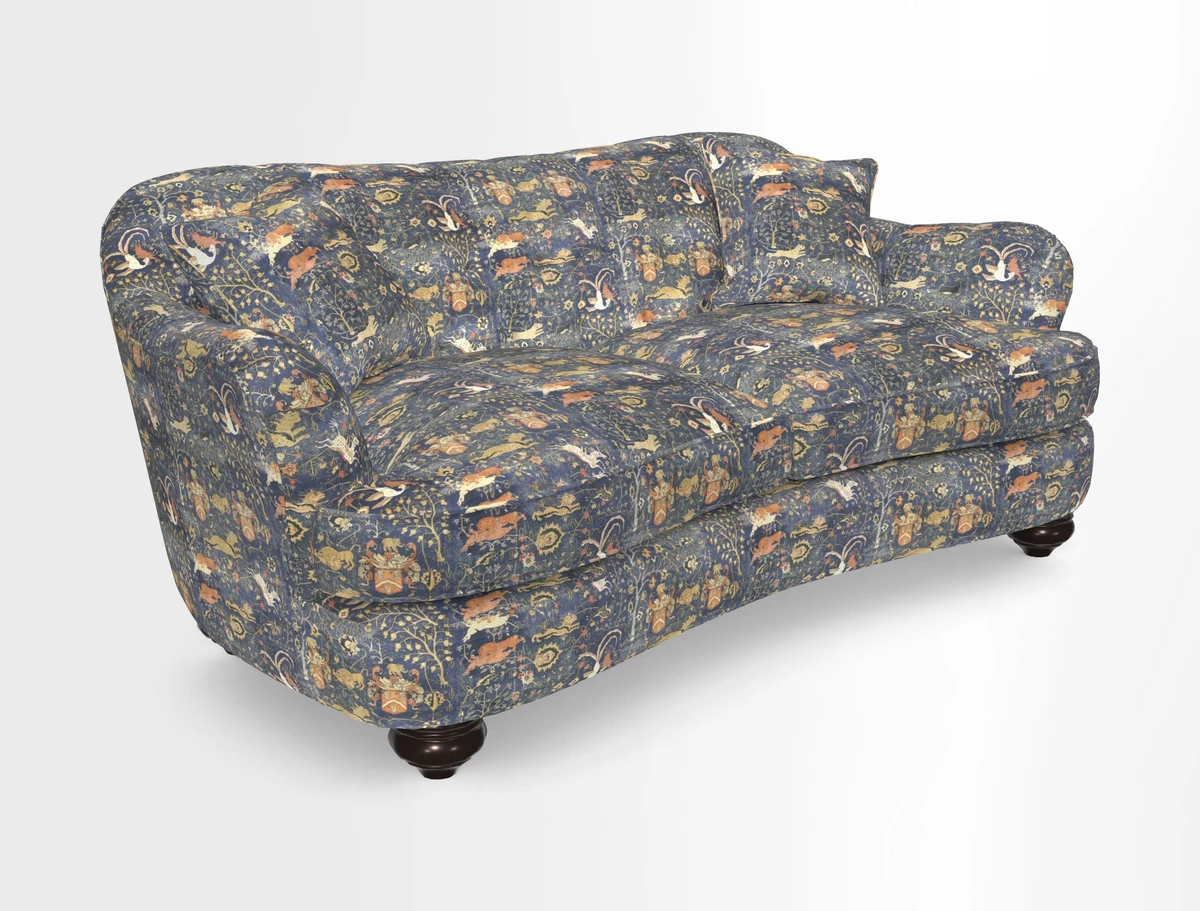 Fairmont 3 Seater Sofa in Romo Osumi Wild Rose with Contrast Piping in Linwood Luna Blossom Contrasting Scatters in Colefax & Fowler Jocasta Velvet Red