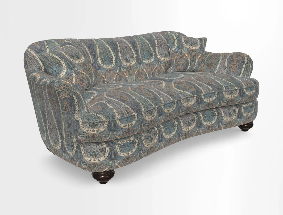 Fairmont 3 Seater Sofa in Romo Osumi Wild Rose with Contrast Piping in Linwood Luna Blossom Contrasting Scatters in Colefax & Fowler Jocasta Velvet Red