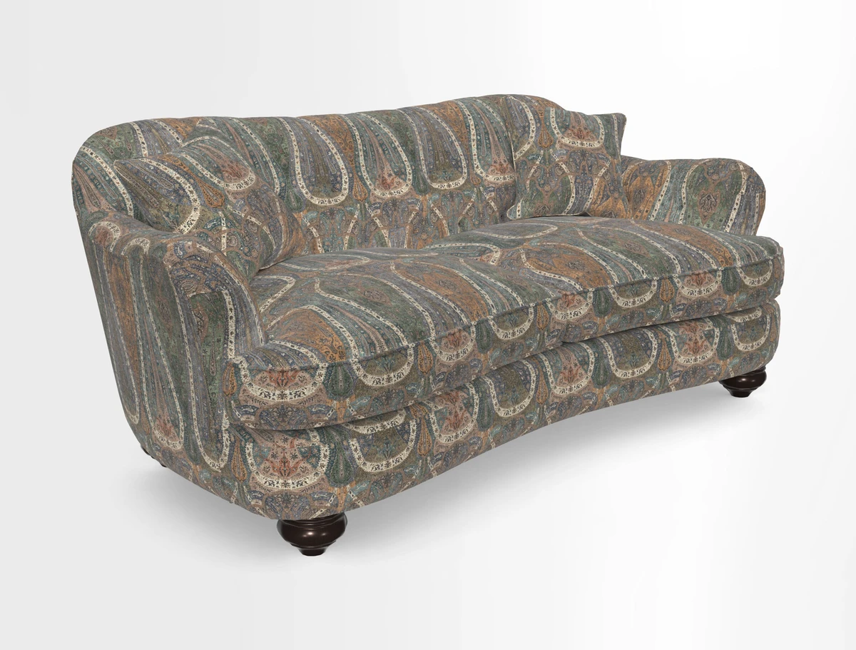 Fairmont 3 Seater Sofa in Romo Osumi Wild Rose with Contrast Piping in Linwood Luna Blossom Contrasting Scatters in Colefax & Fowler Jocasta Velvet Red