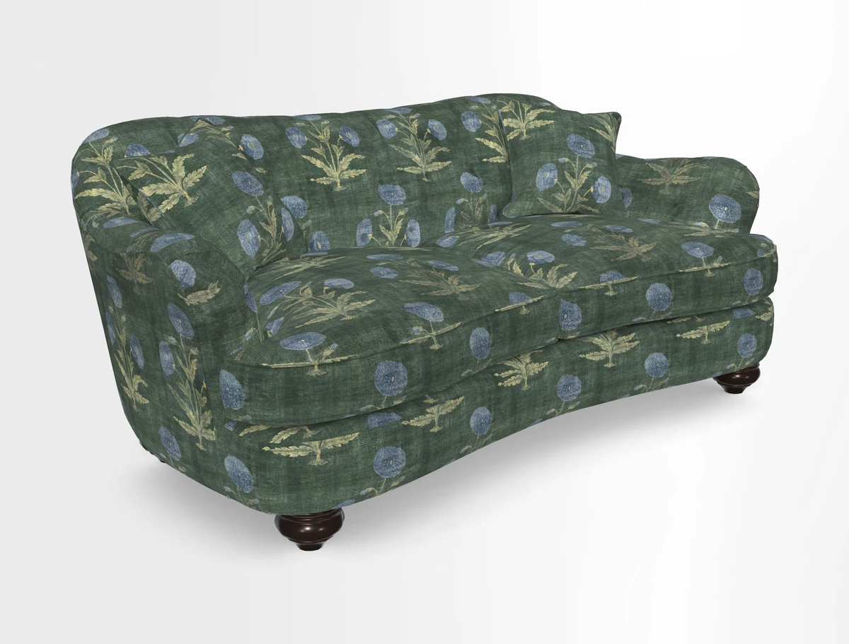 Fairmont 3 Seater Sofa in Romo Osumi Wild Rose with Contrast Piping in Linwood Luna Blossom Contrasting Scatters in Colefax & Fowler Jocasta Velvet Red