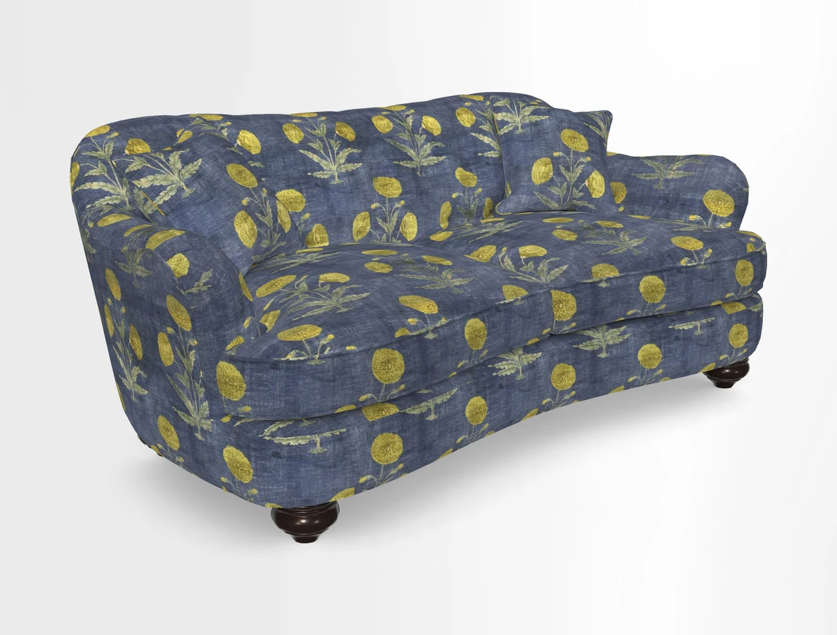 Fairmont 3 Seater Sofa in Romo Osumi Wild Rose with Contrast Piping in Linwood Luna Blossom Contrasting Scatters in Colefax & Fowler Jocasta Velvet Red