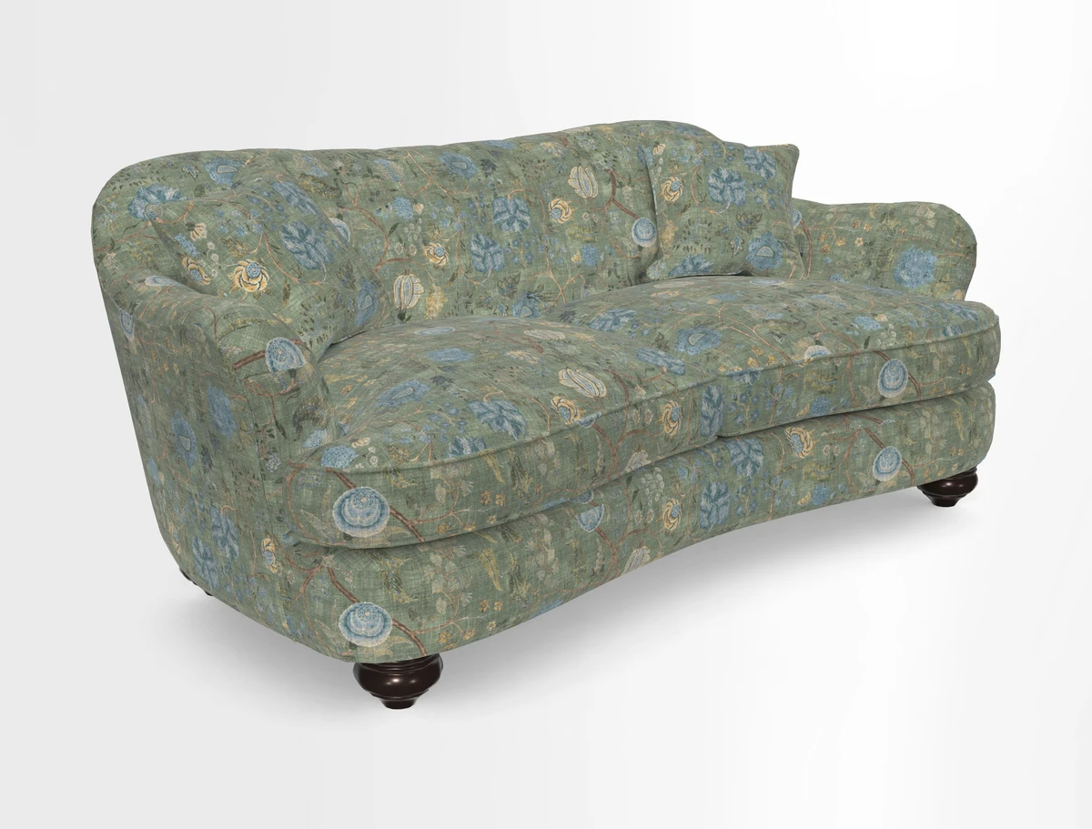 Fairmont 3 Seater Sofa in Romo Osumi Wild Rose with Contrast Piping in Linwood Luna Blossom Contrasting Scatters in Colefax & Fowler Jocasta Velvet Red