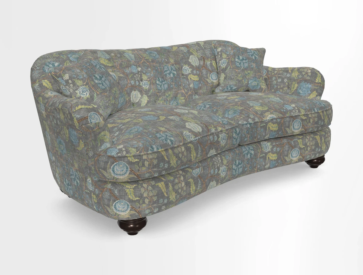 Fairmont 3 Seater Sofa in Romo Osumi Wild Rose with Contrast Piping in Linwood Luna Blossom Contrasting Scatters in Colefax & Fowler Jocasta Velvet Red