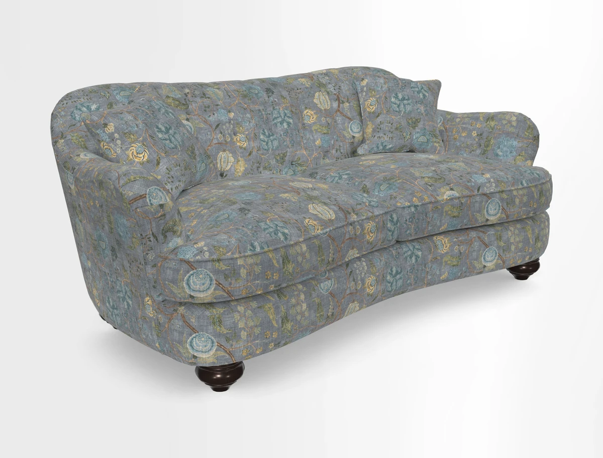 Fairmont 3 Seater Sofa in Romo Osumi Wild Rose with Contrast Piping in Linwood Luna Blossom Contrasting Scatters in Colefax & Fowler Jocasta Velvet Red