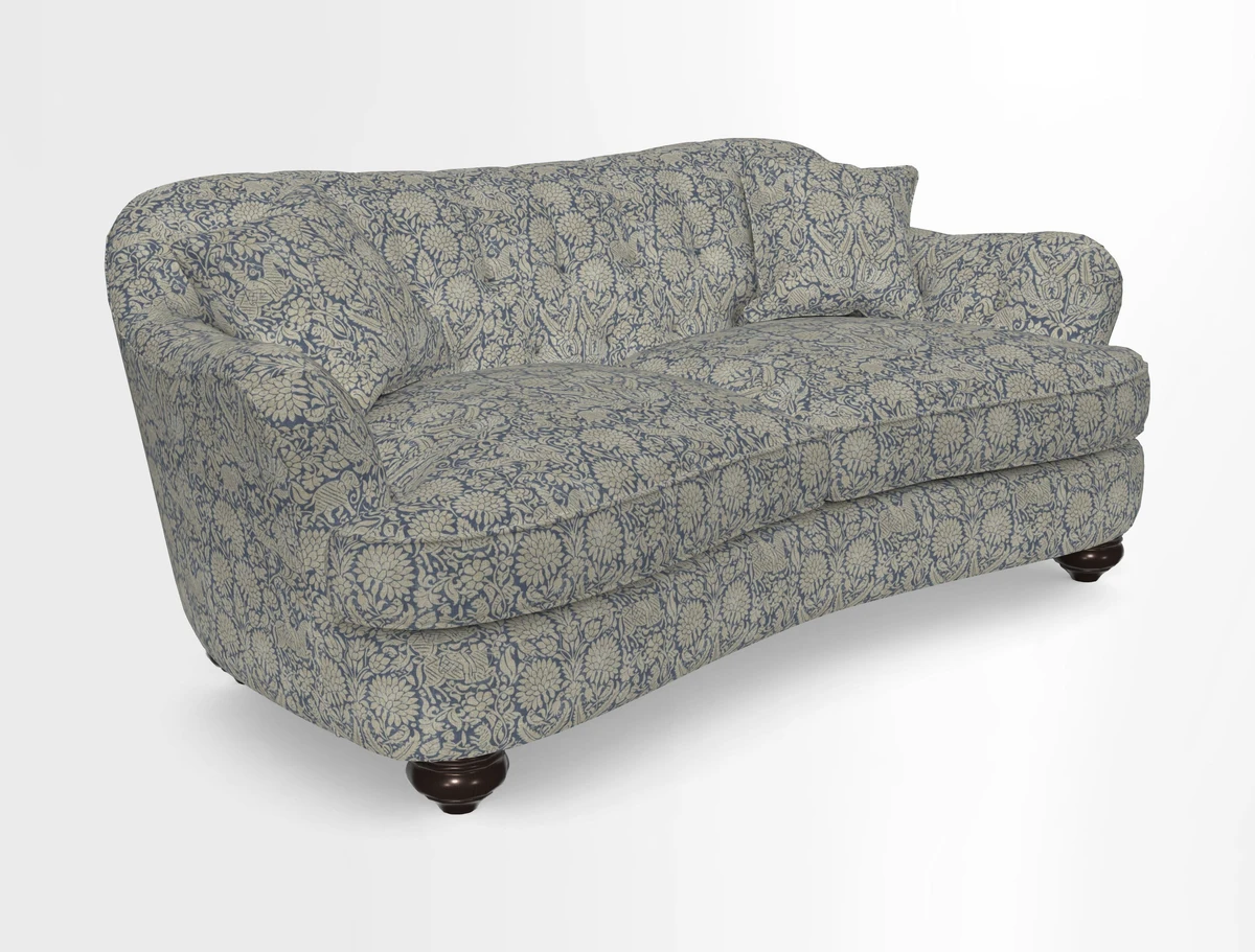 Fairmont 3 Seater Sofa in Romo Osumi Wild Rose with Contrast Piping in Linwood Luna Blossom Contrasting Scatters in Colefax & Fowler Jocasta Velvet Red