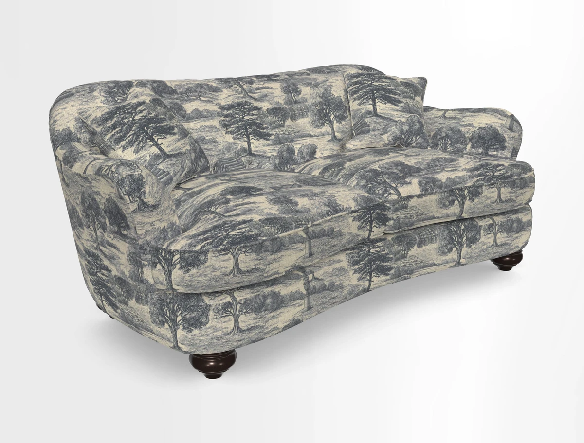 Fairmont 3 Seater Sofa in Romo Osumi Wild Rose with Contrast Piping in Linwood Luna Blossom Contrasting Scatters in Colefax & Fowler Jocasta Velvet Red