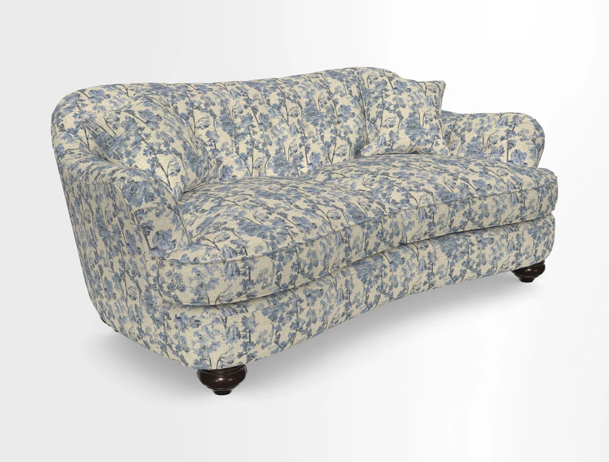 Fairmont 3 Seater Sofa in Romo Osumi Wild Rose with Contrast Piping in Linwood Luna Blossom Contrasting Scatters in Colefax & Fowler Jocasta Velvet Red