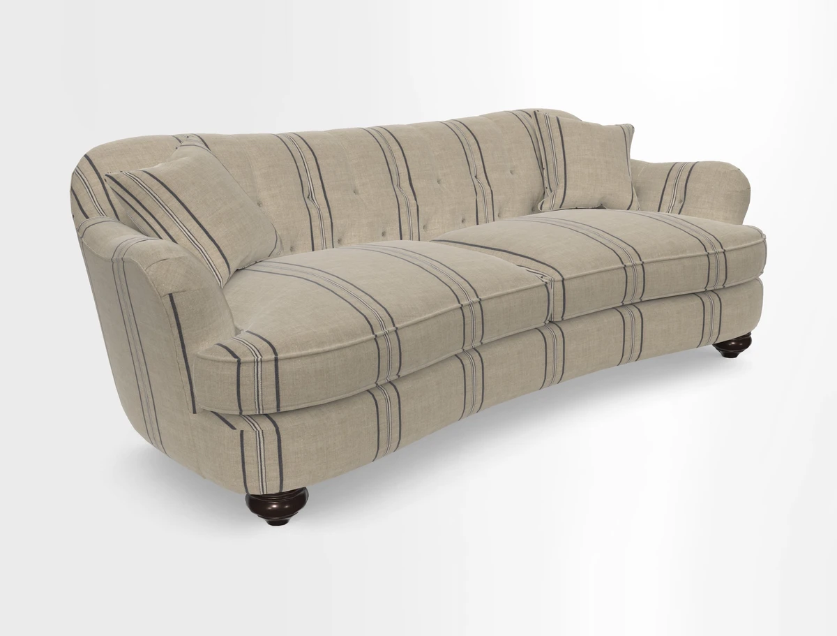 Fairmont 4 Seater Sofa in Romo Osumi Wild Rose with Contrast Piping in Linwood Luna Blossom Contrasting Scatters in Colefax & Fowler Jocasta Velvet Red