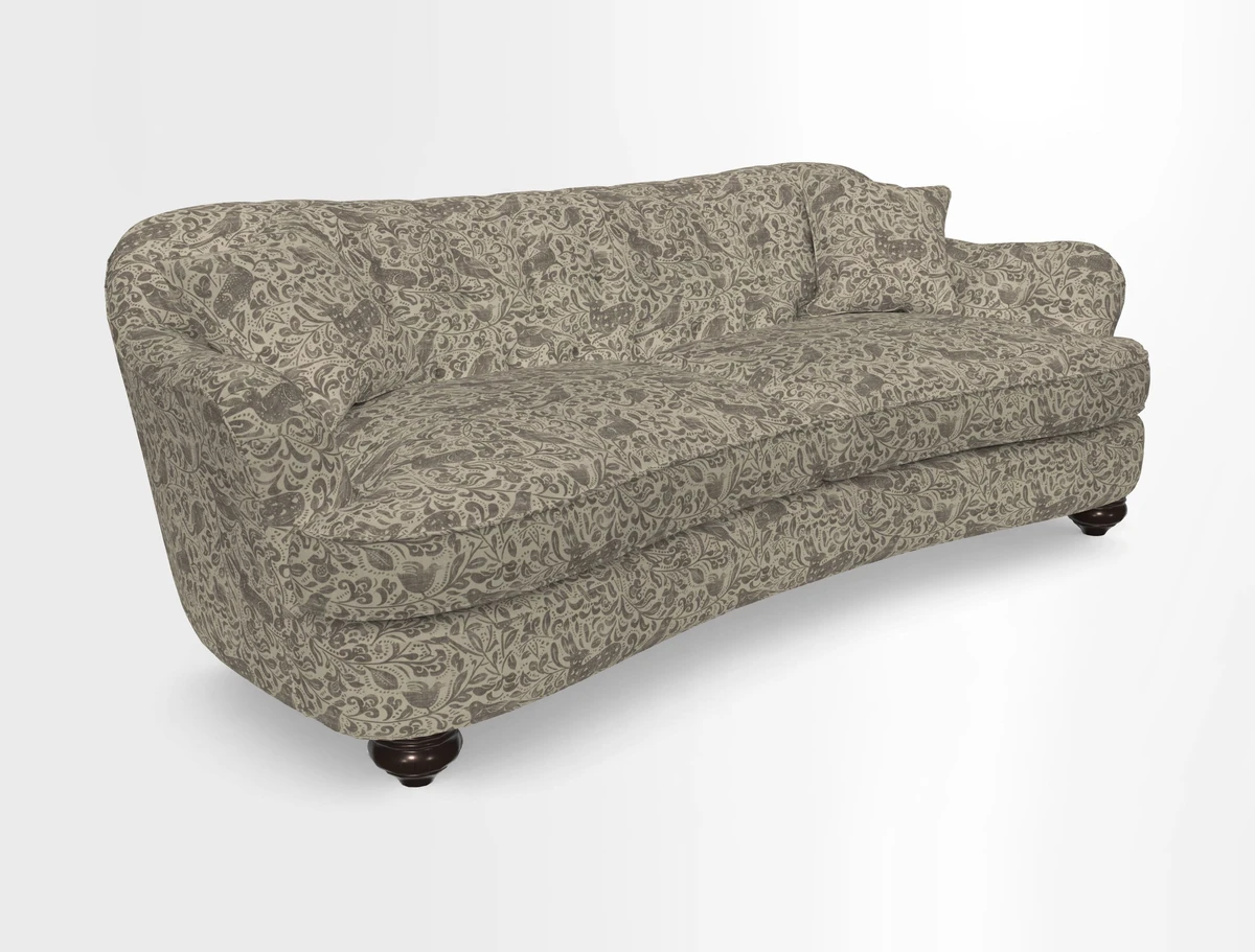 Fairmont 4 Seater Sofa in Romo Osumi Wild Rose with Contrast Piping in Linwood Luna Blossom Contrasting Scatters in Colefax & Fowler Jocasta Velvet Red