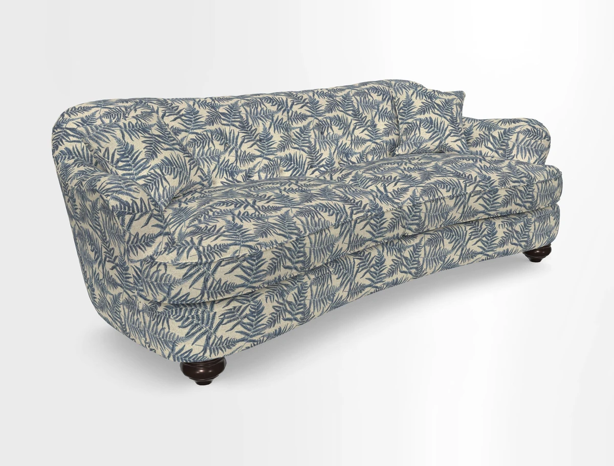 Fairmont 4 Seater Sofa in Romo Osumi Wild Rose with Contrast Piping in Linwood Luna Blossom Contrasting Scatters in Colefax & Fowler Jocasta Velvet Red