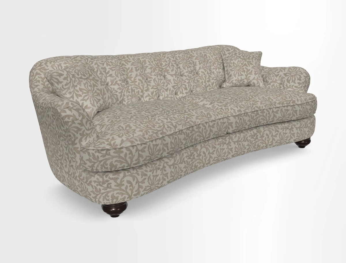 Fairmont 4 Seater Sofa in Romo Osumi Wild Rose with Contrast Piping in Linwood Luna Blossom Contrasting Scatters in Colefax & Fowler Jocasta Velvet Red
