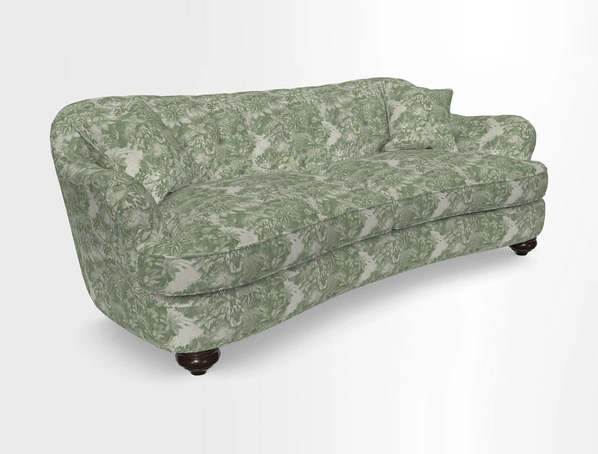 Fairmont 4 Seater Sofa in Romo Osumi Wild Rose with Contrast Piping in Linwood Luna Blossom Contrasting Scatters in Colefax & Fowler Jocasta Velvet Red