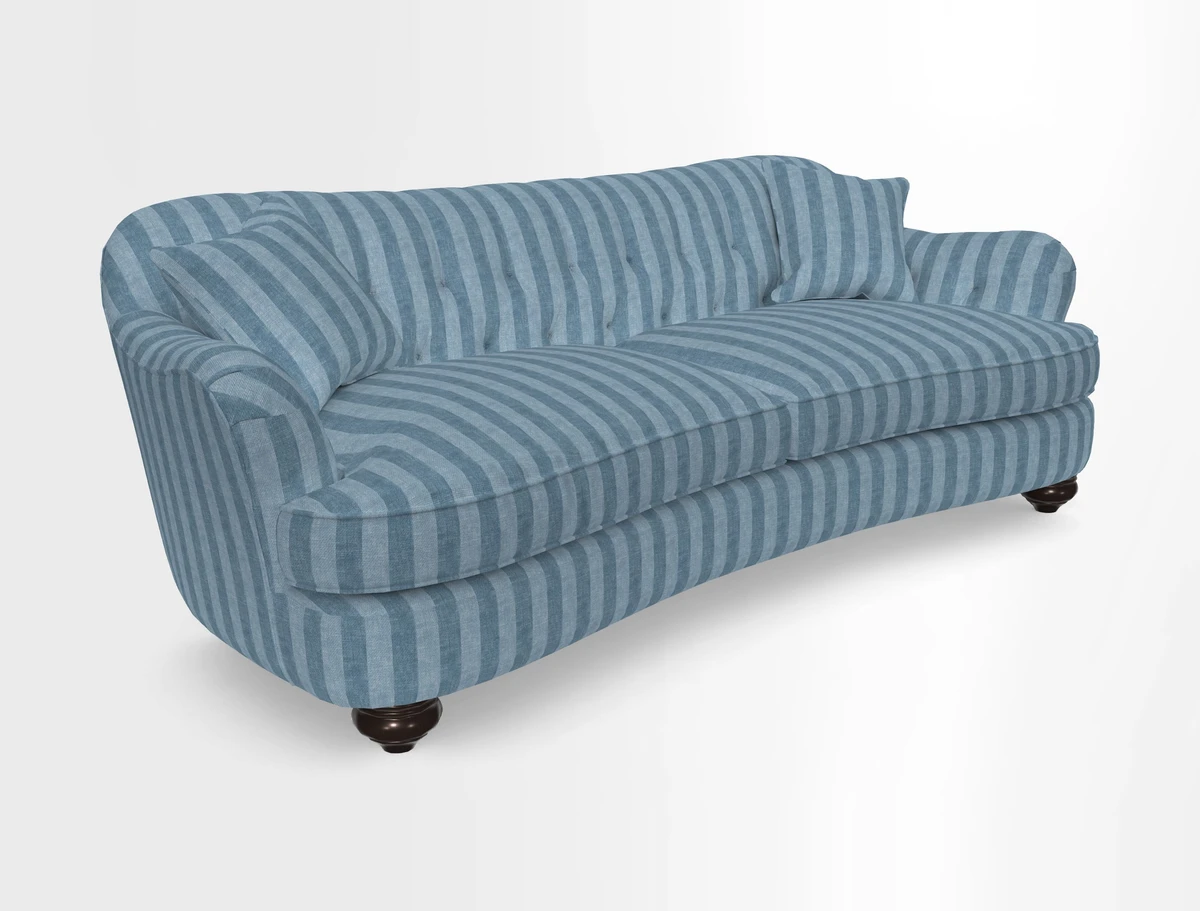 Fairmont 4 Seater Sofa in Romo Osumi Wild Rose with Contrast Piping in Linwood Luna Blossom Contrasting Scatters in Colefax & Fowler Jocasta Velvet Red