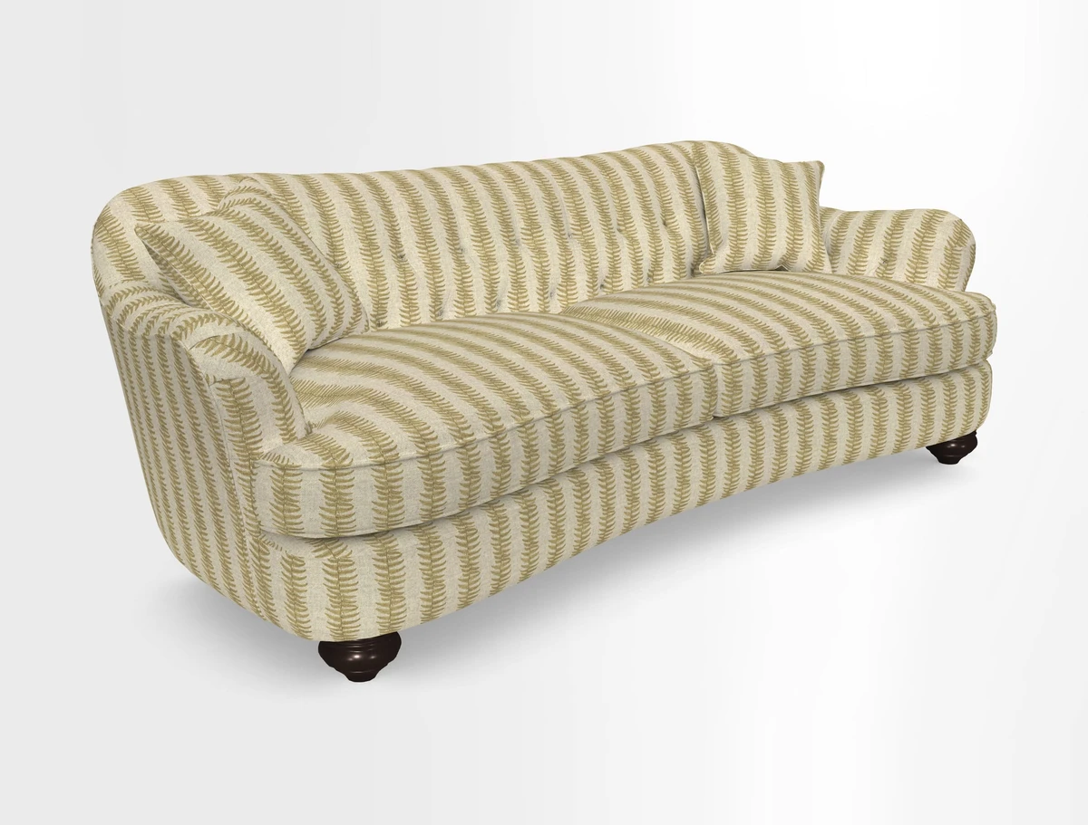 Fairmont 4 Seater Sofa in Romo Osumi Wild Rose with Contrast Piping in Linwood Luna Blossom Contrasting Scatters in Colefax & Fowler Jocasta Velvet Red