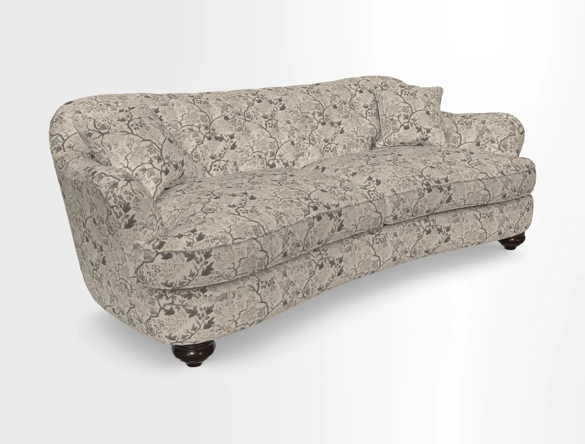 Fairmont 4 Seater Sofa in Romo Osumi Wild Rose with Contrast Piping in Linwood Luna Blossom Contrasting Scatters in Colefax & Fowler Jocasta Velvet Red