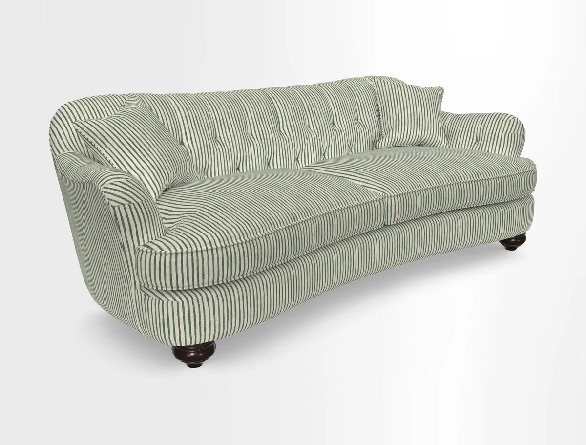 Fairmont 4 Seater Sofa in Romo Osumi Wild Rose with Contrast Piping in Linwood Luna Blossom Contrasting Scatters in Colefax & Fowler Jocasta Velvet Red