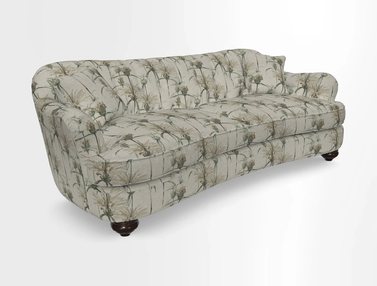 Fairmont 4 Seater Sofa in Romo Osumi Wild Rose with Contrast Piping in Linwood Luna Blossom Contrasting Scatters in Colefax & Fowler Jocasta Velvet Red