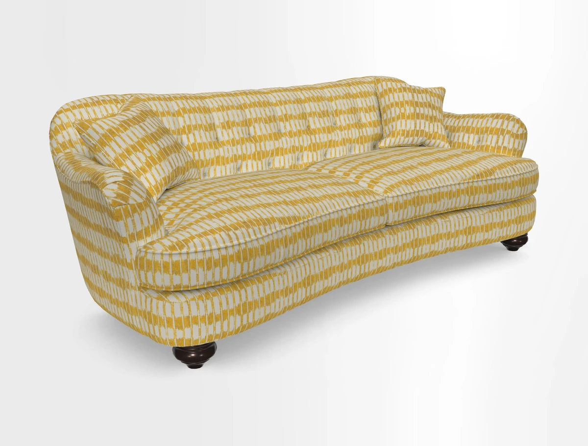 Fairmont 4 Seater Sofa in Romo Osumi Wild Rose with Contrast Piping in Linwood Luna Blossom Contrasting Scatters in Colefax & Fowler Jocasta Velvet Red