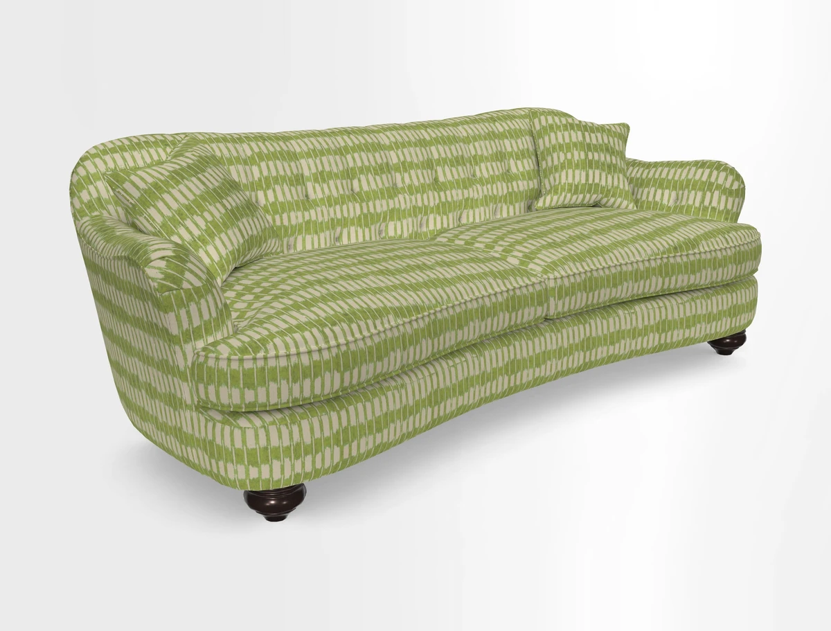 Fairmont 4 Seater Sofa in Romo Osumi Wild Rose with Contrast Piping in Linwood Luna Blossom Contrasting Scatters in Colefax & Fowler Jocasta Velvet Red