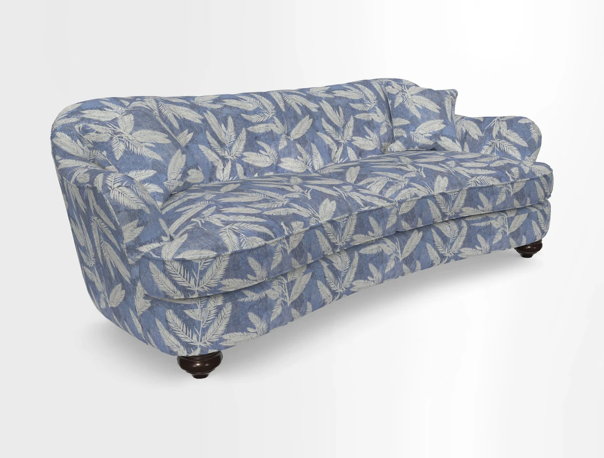 Fairmont 4 Seater Sofa in Romo Osumi Wild Rose with Contrast Piping in Linwood Luna Blossom Contrasting Scatters in Colefax & Fowler Jocasta Velvet Red