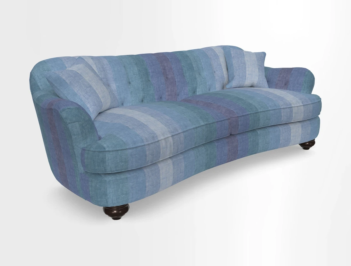 Fairmont 4 Seater Sofa in Romo Osumi Wild Rose with Contrast Piping in Linwood Luna Blossom Contrasting Scatters in Colefax & Fowler Jocasta Velvet Red