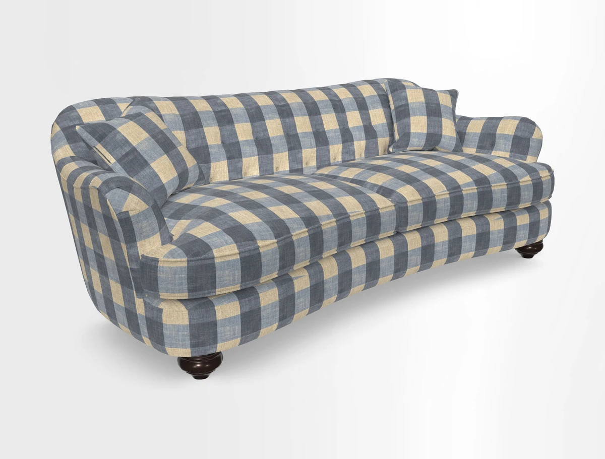 Fairmont 4 Seater Sofa in Romo Osumi Wild Rose with Contrast Piping in Linwood Luna Blossom Contrasting Scatters in Colefax & Fowler Jocasta Velvet Red