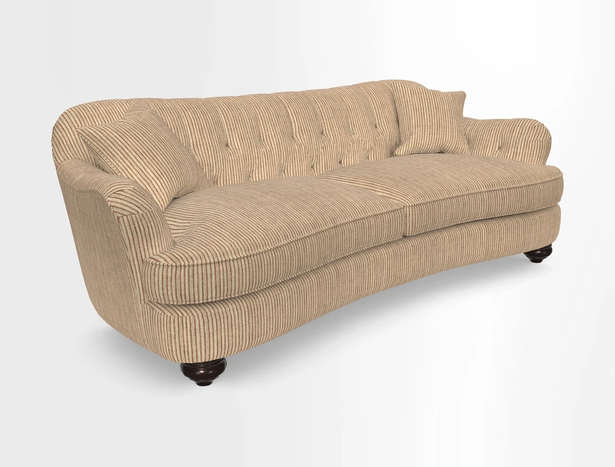 Fairmont 4 Seater Sofa in Romo Osumi Wild Rose with Contrast Piping in Linwood Luna Blossom Contrasting Scatters in Colefax & Fowler Jocasta Velvet Red