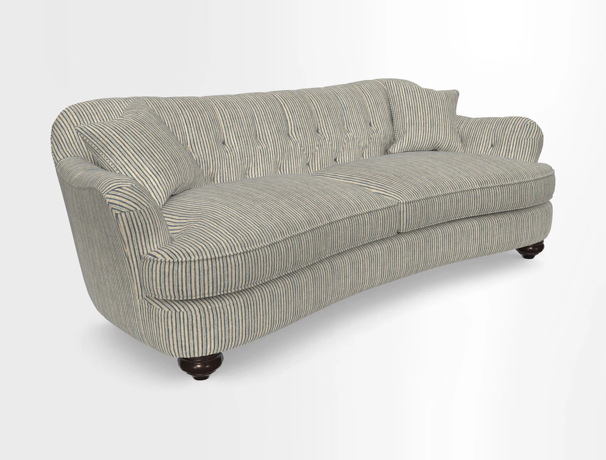 Fairmont 4 Seater Sofa in Romo Osumi Wild Rose with Contrast Piping in Linwood Luna Blossom Contrasting Scatters in Colefax & Fowler Jocasta Velvet Red
