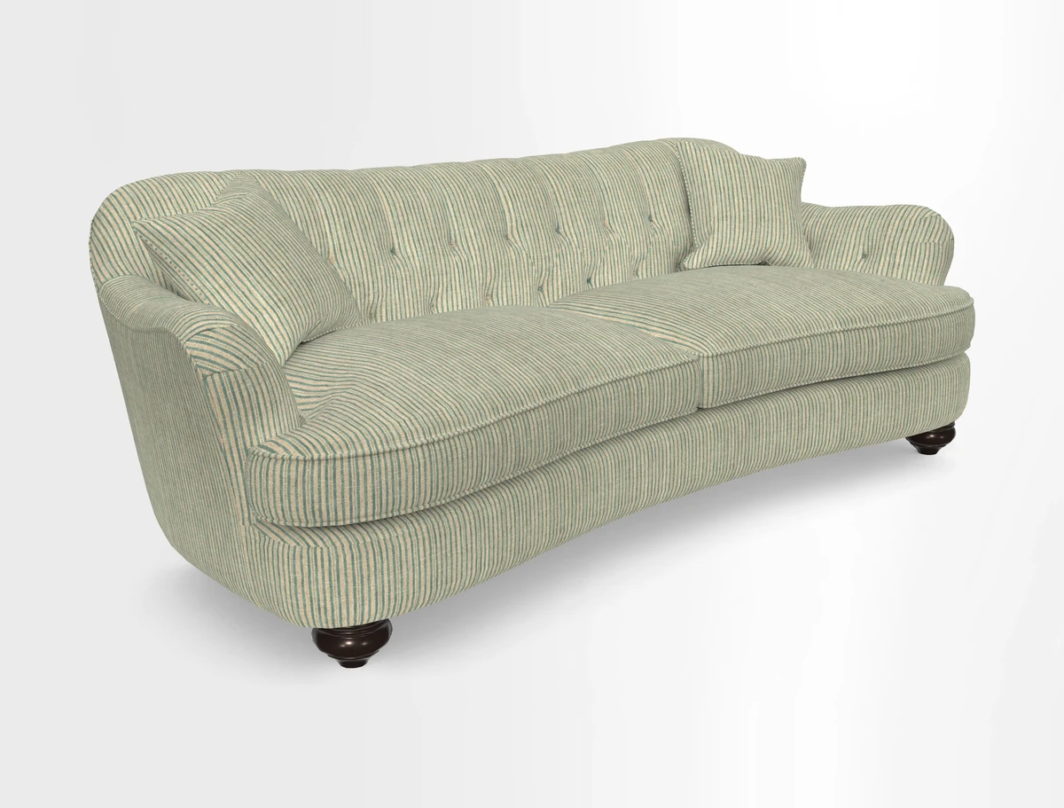 Fairmont 4 Seater Sofa in Romo Osumi Wild Rose with Contrast Piping in Linwood Luna Blossom Contrasting Scatters in Colefax & Fowler Jocasta Velvet Red