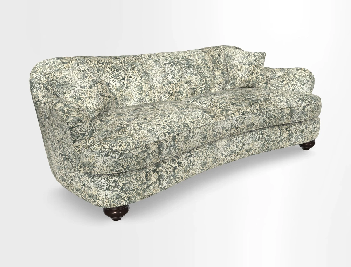 Fairmont 4 Seater Sofa in Romo Osumi Wild Rose with Contrast Piping in Linwood Luna Blossom Contrasting Scatters in Colefax & Fowler Jocasta Velvet Red