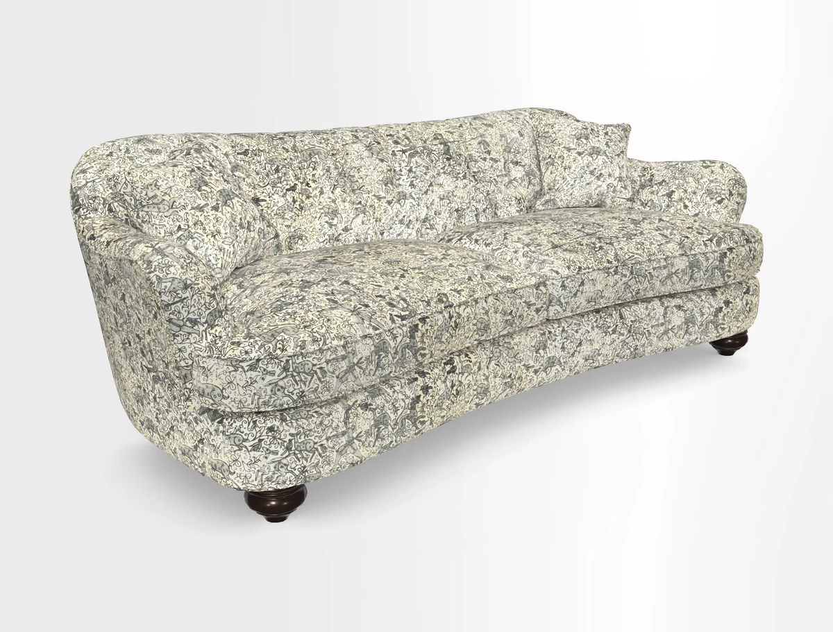 Fairmont 4 Seater Sofa in Romo Osumi Wild Rose with Contrast Piping in Linwood Luna Blossom Contrasting Scatters in Colefax & Fowler Jocasta Velvet Red