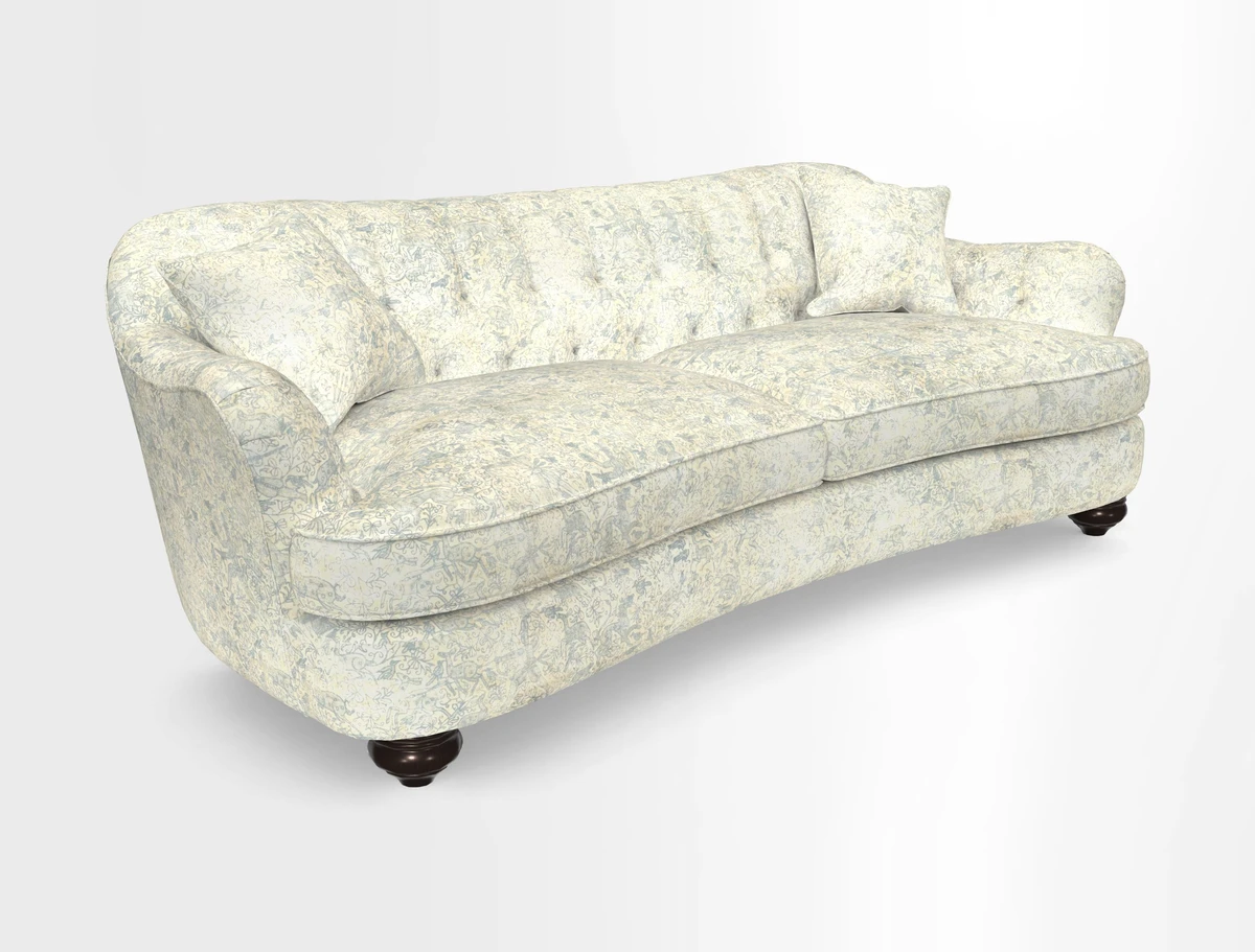 Fairmont 4 Seater Sofa in Romo Osumi Wild Rose with Contrast Piping in Linwood Luna Blossom Contrasting Scatters in Colefax & Fowler Jocasta Velvet Red