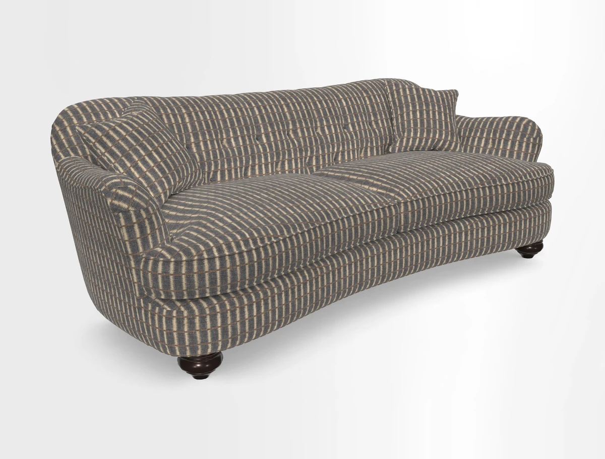 Fairmont 4 Seater Sofa in Romo Osumi Wild Rose with Contrast Piping in Linwood Luna Blossom Contrasting Scatters in Colefax & Fowler Jocasta Velvet Red