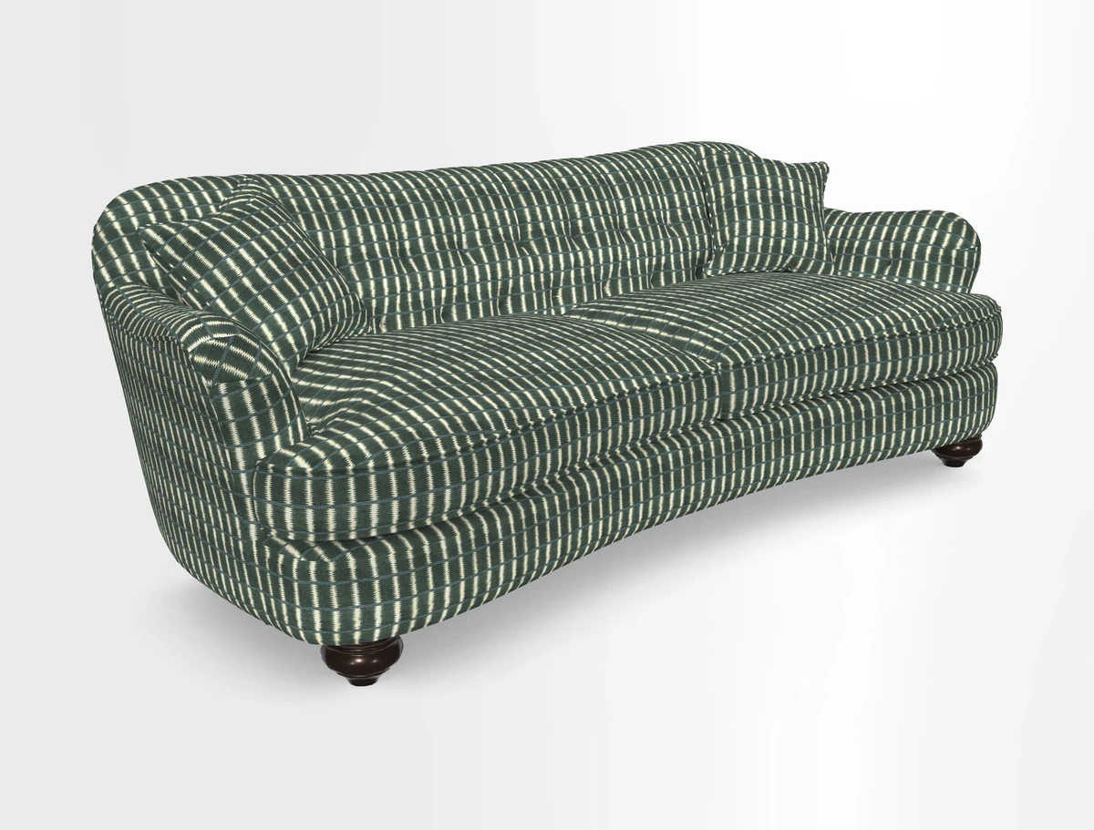 Fairmont 4 Seater Sofa in Romo Osumi Wild Rose with Contrast Piping in Linwood Luna Blossom Contrasting Scatters in Colefax & Fowler Jocasta Velvet Red