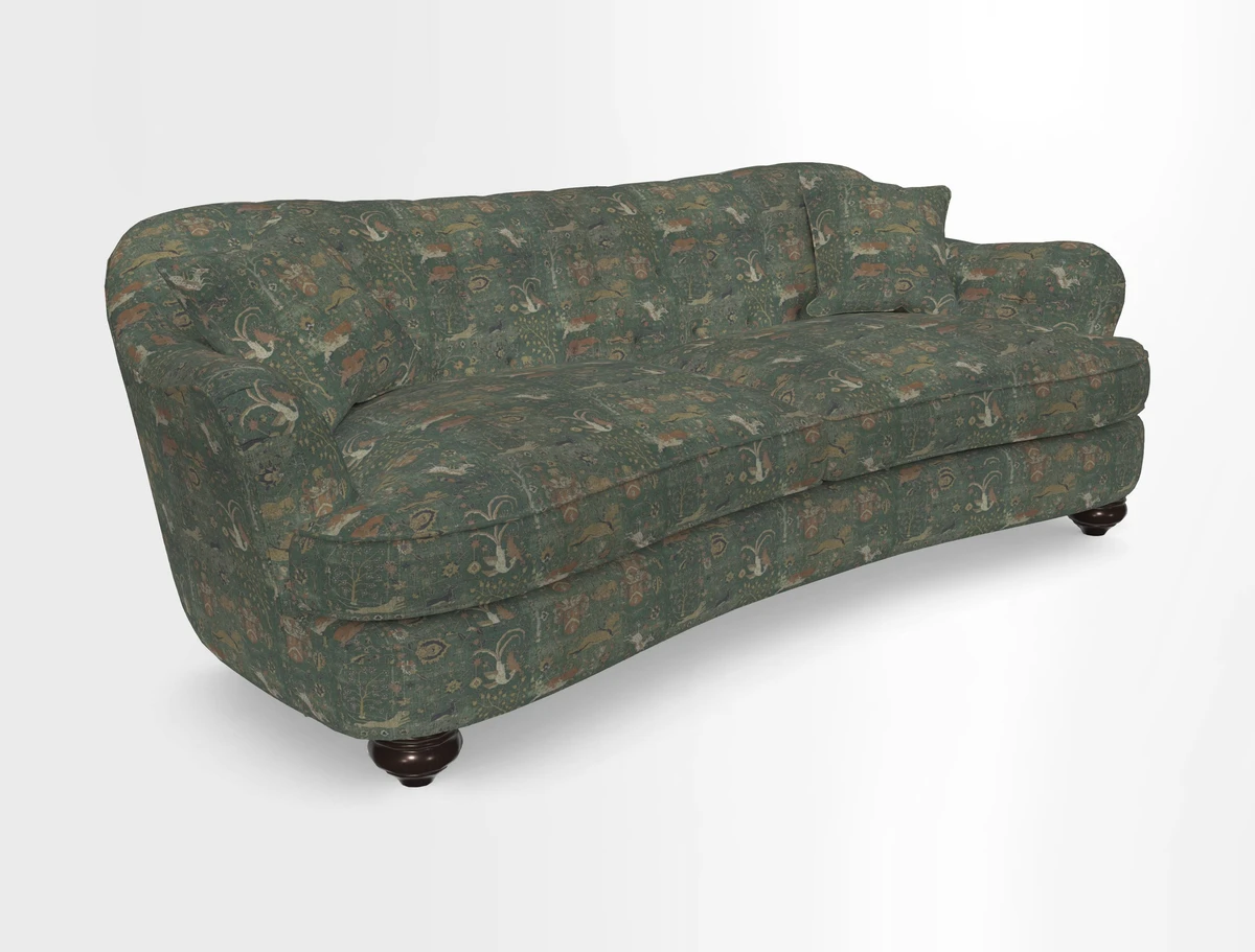 Fairmont 4 Seater Sofa in Romo Osumi Wild Rose with Contrast Piping in Linwood Luna Blossom Contrasting Scatters in Colefax & Fowler Jocasta Velvet Red