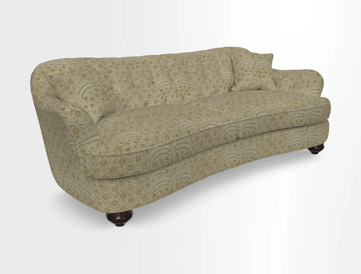 Fairmont 4 Seater Sofa in Romo Osumi Wild Rose with Contrast Piping in Linwood Luna Blossom Contrasting Scatters in Colefax & Fowler Jocasta Velvet Red