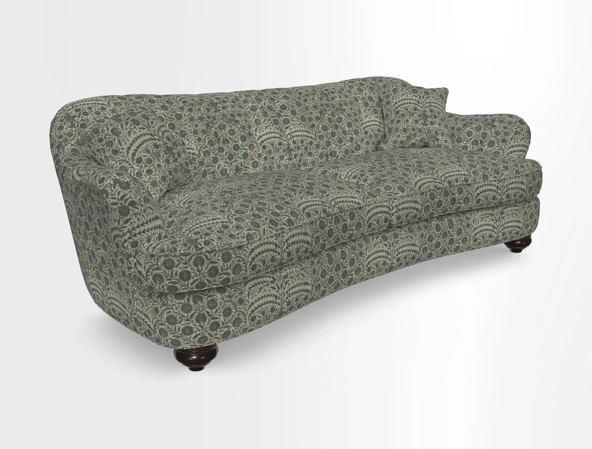 Fairmont 4 Seater Sofa in Romo Osumi Wild Rose with Contrast Piping in Linwood Luna Blossom Contrasting Scatters in Colefax & Fowler Jocasta Velvet Red