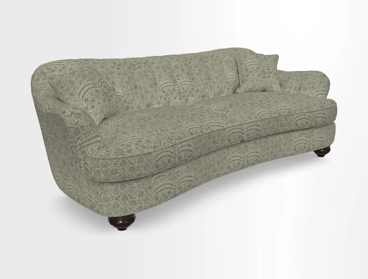 Fairmont 4 Seater Sofa in Romo Osumi Wild Rose with Contrast Piping in Linwood Luna Blossom Contrasting Scatters in Colefax & Fowler Jocasta Velvet Red