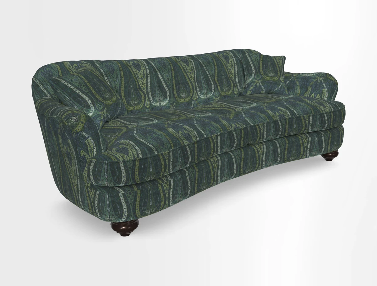 Fairmont 4 Seater Sofa in Romo Osumi Wild Rose with Contrast Piping in Linwood Luna Blossom Contrasting Scatters in Colefax & Fowler Jocasta Velvet Red