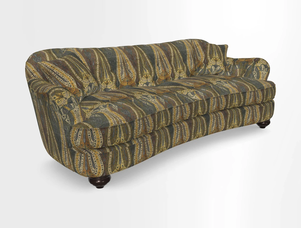 Fairmont 4 Seater Sofa in Romo Osumi Wild Rose with Contrast Piping in Linwood Luna Blossom Contrasting Scatters in Colefax & Fowler Jocasta Velvet Red