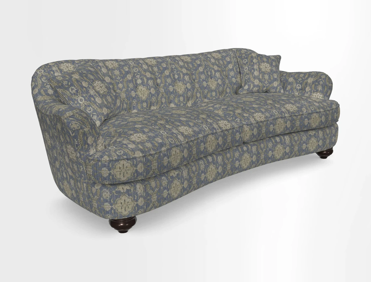 Fairmont 4 Seater Sofa in Romo Osumi Wild Rose with Contrast Piping in Linwood Luna Blossom Contrasting Scatters in Colefax & Fowler Jocasta Velvet Red