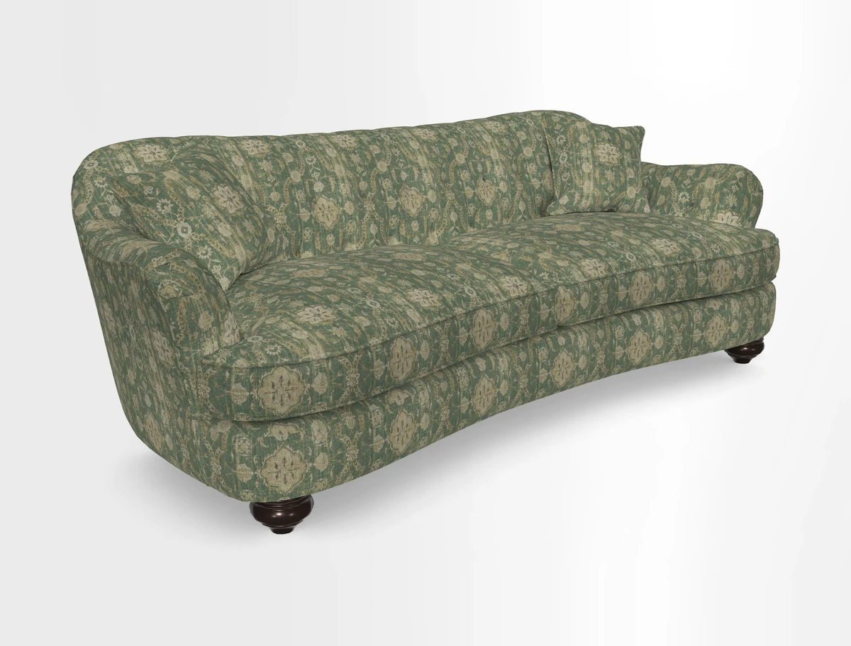 Fairmont 4 Seater Sofa in Romo Osumi Wild Rose with Contrast Piping in Linwood Luna Blossom Contrasting Scatters in Colefax & Fowler Jocasta Velvet Red