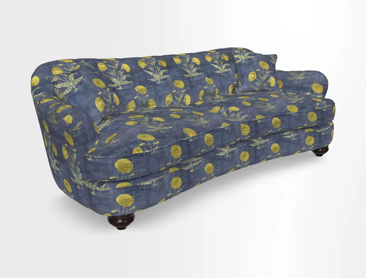 Fairmont 4 Seater Sofa in Romo Osumi Wild Rose with Contrast Piping in Linwood Luna Blossom Contrasting Scatters in Colefax & Fowler Jocasta Velvet Red